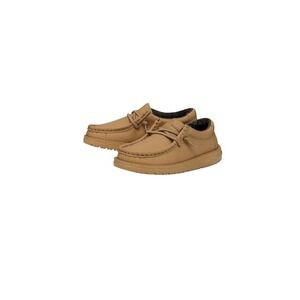 New HeyDude Wally Youth Mono Leather Tan Size 6 Kid,Slip-on Loafers,Light-Weight